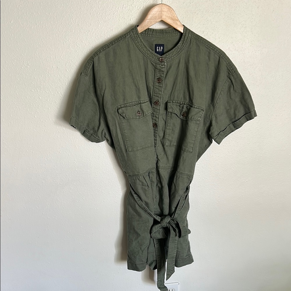 GAP Olive Button-Up Romper
